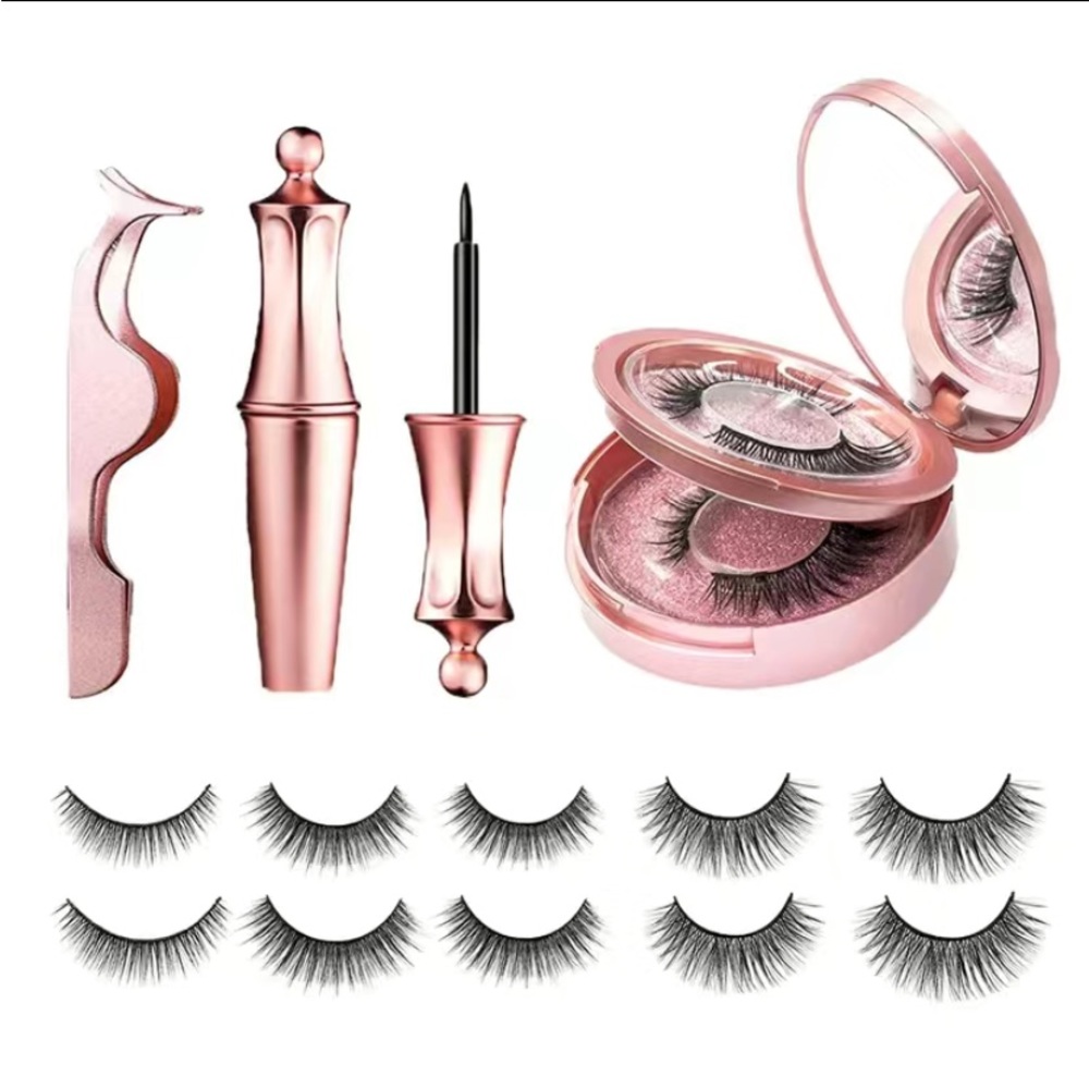 Magnetic eyelashes with bonus lashes, compact case mirror, and easy to apply.